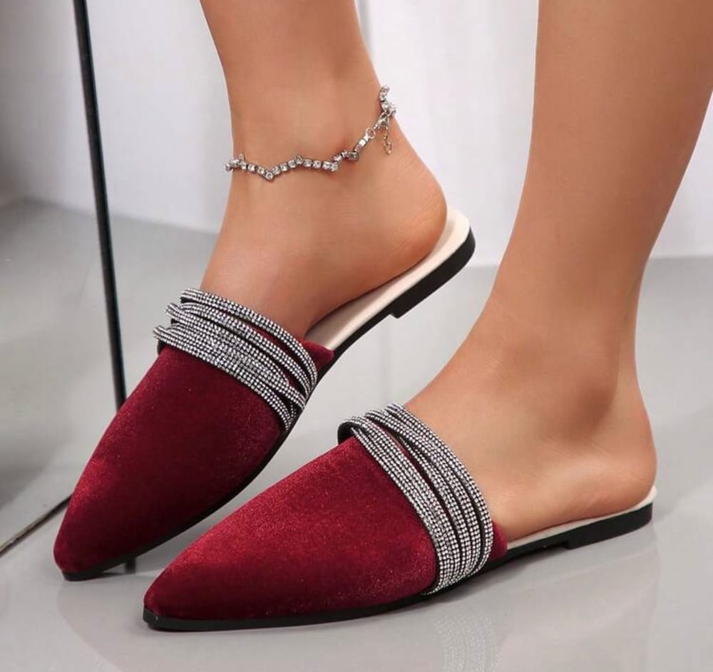 Burgundy & Silver Flats